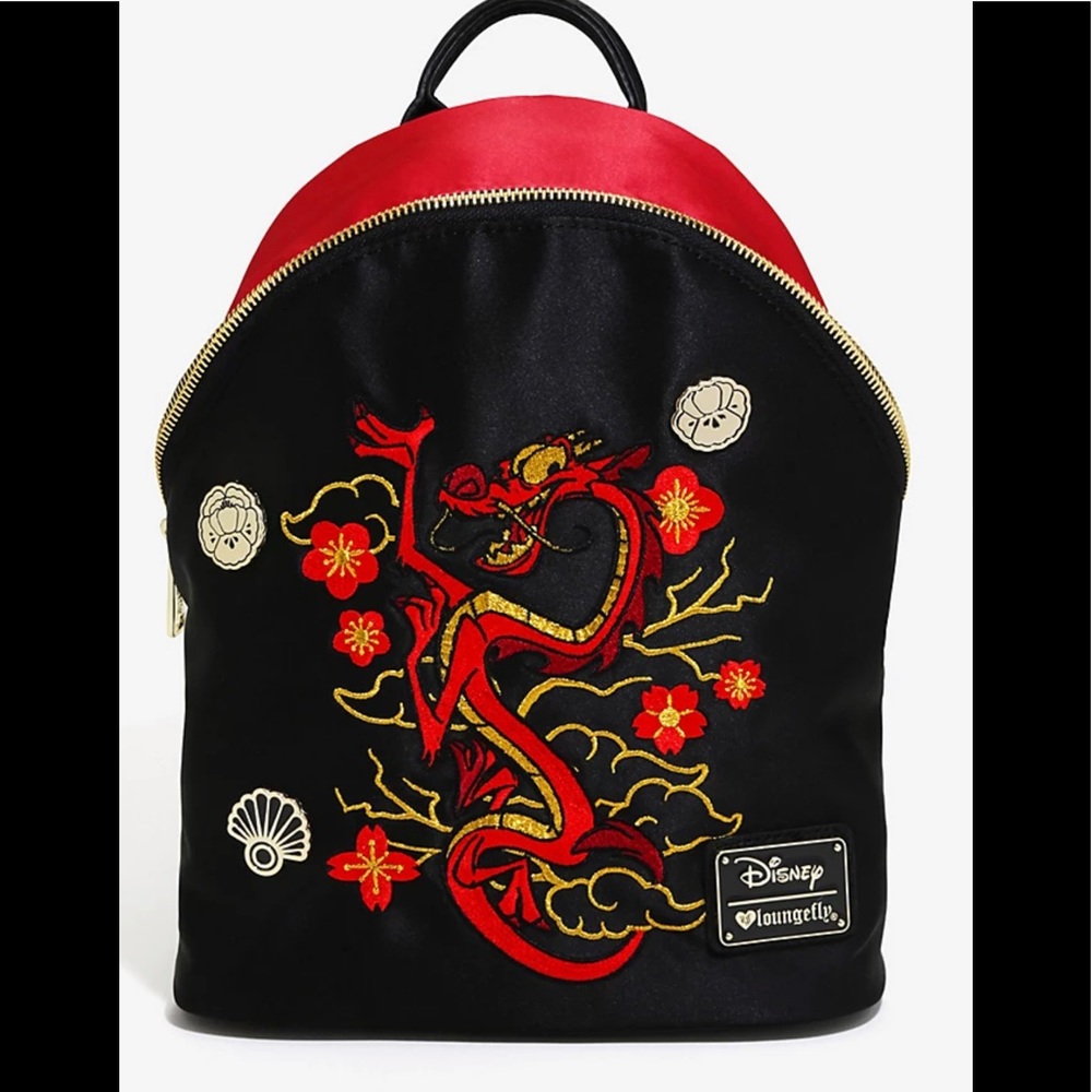 🐉 RARE Loungefly Disney Mulan Mushu Satin Mini Backpack 🐉